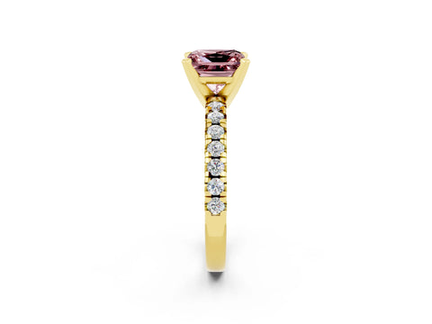 Yellow gold Princess Cut Solitaire Pave Diamond Engagement Ring with Four-Prong Setting_2