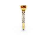 Yellow gold Princess Cut Solitaire Pave Diamond Engagement Ring with Four-Prong Setting_2