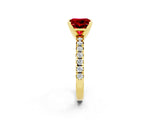 Yellow gold Princess Cut Solitaire Pave Diamond Engagement Ring with Four-Prong Setting_2