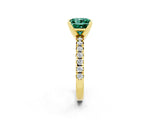 Yellow gold Princess Cut Solitaire Pave Diamond Engagement Ring with Four-Prong Setting_2