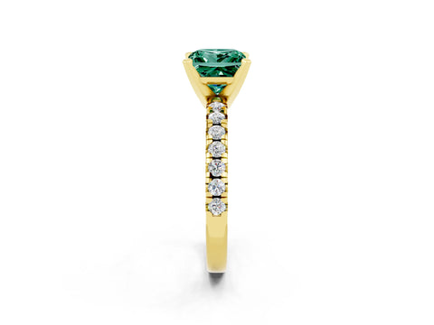 Yellow gold Princess Cut Solitaire Pave Diamond Engagement Ring with Four-Prong Setting_2