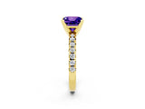Yellow gold Princess Cut Solitaire Pave Diamond Engagement Ring with Four-Prong Setting_2