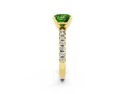 Yellow gold Princess Cut Solitaire Pave Diamond Engagement Ring with Four-Prong Setting_2