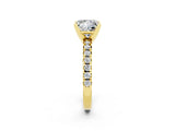 Yellow gold Princess Cut Solitaire Pave Diamond Engagement Ring with Four-Prong Setting_2