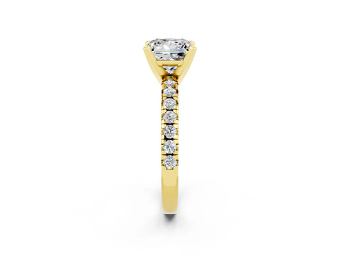 Yellow gold Princess Cut Solitaire Pave Diamond Engagement Ring with Four-Prong Setting_2