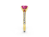 Yellow gold Princess Cut Solitaire Pave Diamond Engagement Ring with Four-Prong Setting_2
