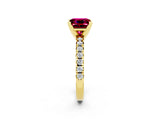 Yellow gold Princess Cut Solitaire Pave Diamond Engagement Ring with Four-Prong Setting_2