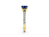 Yellow gold Princess Cut Solitaire Pave Diamond Engagement Ring with Four-Prong Setting_2