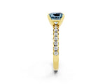 Yellow gold Princess Cut Solitaire Pave Diamond Engagement Ring with Four-Prong Setting_2