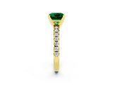 Yellow gold Princess Cut Solitaire Pave Diamond Engagement Ring with Four-Prong Setting_2