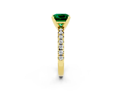 Yellow gold Princess Cut Solitaire Pave Diamond Engagement Ring with Four-Prong Setting_2