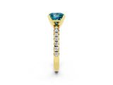 Yellow gold Princess Cut Solitaire Pave Diamond Engagement Ring with Four-Prong Setting_2