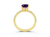 Yellow gold Princess Cut Solitaire Pave Diamond Engagement Ring with Four-Prong Setting_3