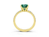 Yellow gold Princess Cut Solitaire Pave Diamond Engagement Ring with Four-Prong Setting_3