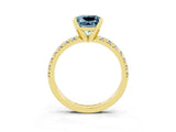 Yellow gold Princess Cut Solitaire Pave Diamond Engagement Ring with Four-Prong Setting_3