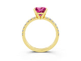 Yellow gold Princess Cut Solitaire Pave Diamond Engagement Ring with Four-Prong Setting_3
