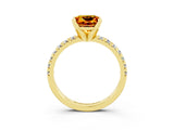 Yellow gold Princess Cut Solitaire Pave Diamond Engagement Ring with Four-Prong Setting_3