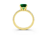 Yellow gold Princess Cut Solitaire Pave Diamond Engagement Ring with Four-Prong Setting_3