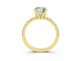Yellow gold Princess Cut Solitaire Pave Diamond Engagement Ring with Four-Prong Setting_3