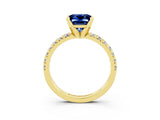 Yellow gold Princess Cut Solitaire Pave Diamond Engagement Ring with Four-Prong Setting_3