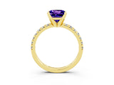 Yellow gold Princess Cut Solitaire Pave Diamond Engagement Ring with Four-Prong Setting_3