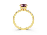 Yellow gold Princess Cut Solitaire Pave Diamond Engagement Ring with Four-Prong Setting_3