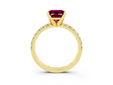Yellow gold Princess Cut Solitaire Pave Diamond Engagement Ring with Four-Prong Setting_3