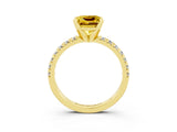 Yellow gold Princess Cut Solitaire Pave Diamond Engagement Ring with Four-Prong Setting_3