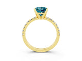 Yellow gold Princess Cut Solitaire Pave Diamond Engagement Ring with Four-Prong Setting_3