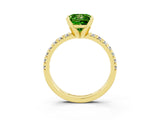 Yellow gold Princess Cut Solitaire Pave Diamond Engagement Ring with Four-Prong Setting_3