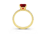 Yellow gold Princess Cut Solitaire Pave Diamond Engagement Ring with Four-Prong Setting_3