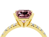 Yellow gold Princess Cut Solitaire Pave Diamond Engagement Ring with Four-Prong Setting_4