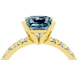 Yellow gold Princess Cut Solitaire Pave Diamond Engagement Ring with Four-Prong Setting_4