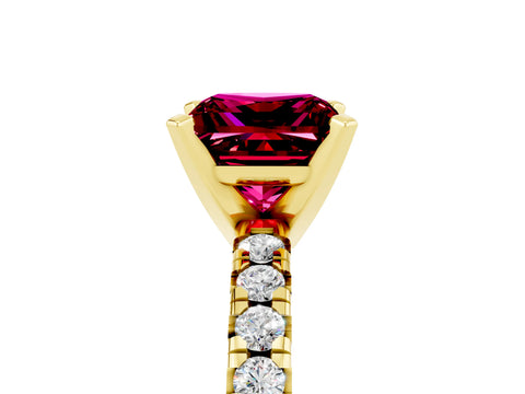 Yellow gold Princess Cut Solitaire Pave Diamond Engagement Ring with Four-Prong Setting_5