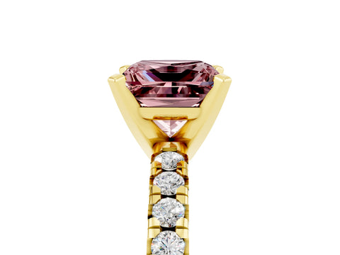 Yellow gold Princess Cut Solitaire Pave Diamond Engagement Ring with Four-Prong Setting_5