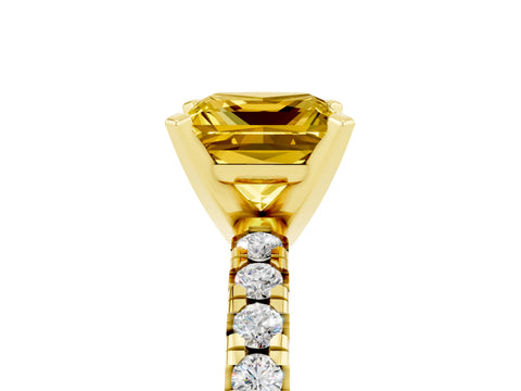 Yellow gold Princess Cut Solitaire Pave Diamond Engagement Ring with Four-Prong Setting_5