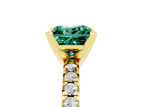 Yellow gold Princess Cut Solitaire Pave Diamond Engagement Ring with Four-Prong Setting_5