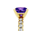 Yellow gold Princess Cut Solitaire Pave Diamond Engagement Ring with Four-Prong Setting_5