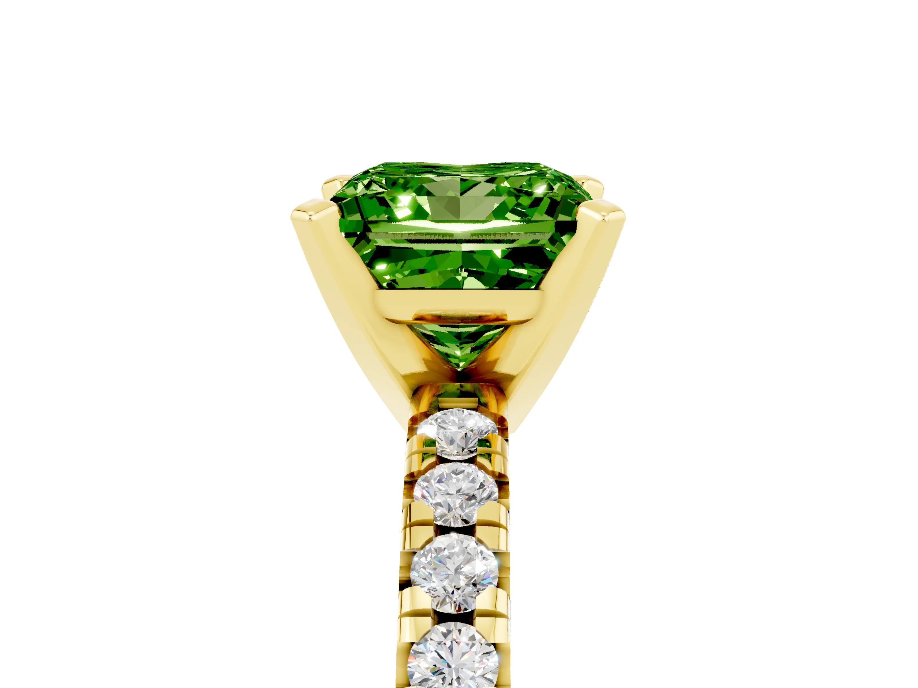 Yellow gold Princess Cut Solitaire Pave Diamond Engagement Ring with Four-Prong Setting_5