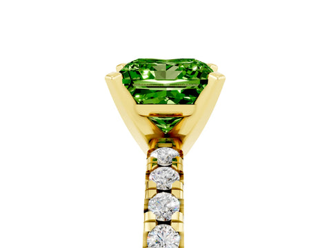Yellow gold Princess Cut Solitaire Pave Diamond Engagement Ring with Four-Prong Setting_5