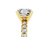 Yellow gold Princess Cut Solitaire Pave Diamond Engagement Ring with Four-Prong Setting_5
