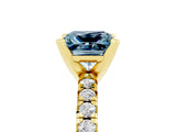 Yellow gold Princess Cut Solitaire Pave Diamond Engagement Ring with Four-Prong Setting_5