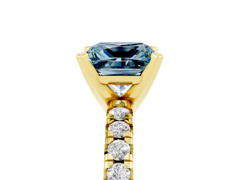 Yellow gold Princess Cut Solitaire Pave Diamond Engagement Ring with Four-Prong Setting_5