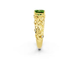 Yellow gold Princess Cut Solitaire Peridot Leaf-Inspired Vine Band Ring with Prong Setting_2