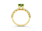 Yellow gold Princess Cut Solitaire Peridot Ring with Pave Band and Four-Prong Setting_3