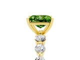 Yellow gold Princess Cut Solitaire Peridot Ring with Pave Band and Four-Prong Setting_5