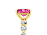 Yellow gold Princess Cut Solitaire Pink Sapphire Ring with Pave Band and Four-Prong Setting_29