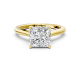 Yellow gold Princess Cut Solitaire Ring with Cathedral Band and Four-Prong Setting_86
