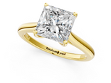 Yellow gold Princess Cut Solitaire Ring with Cathedral Band and Four-Prong Setting_87