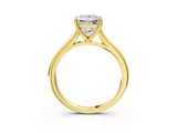 Yellow gold Princess Cut Solitaire Ring with Cathedral Band and Four-Prong Setting_89